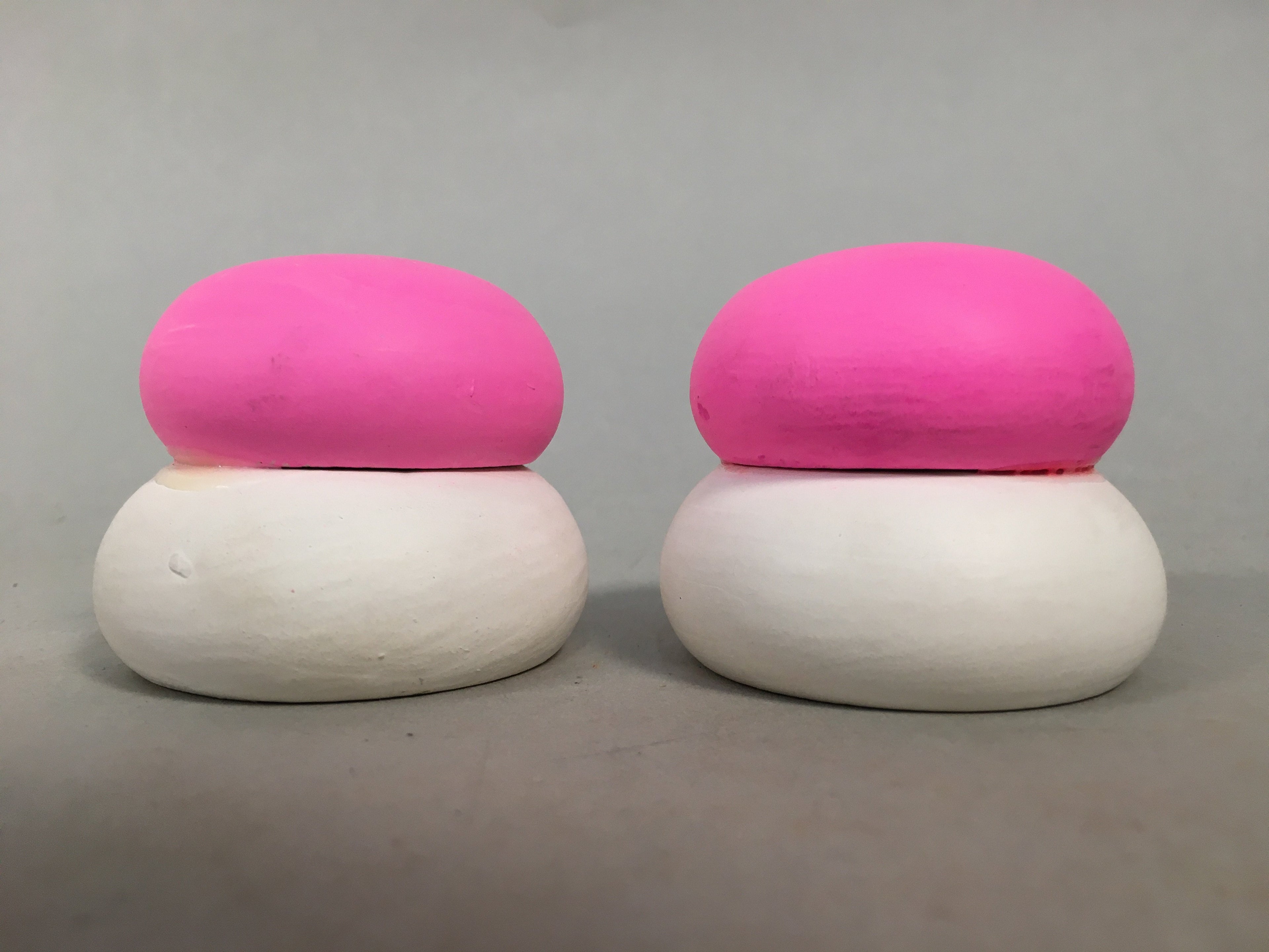 Japanese Hina Doll Furniture Rice Cake Pair Vtg Wood Offering Round ID350