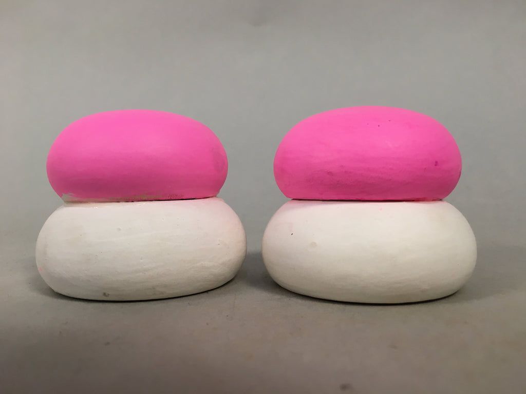 Japanese Hina Doll Furniture Rice Cake Pair Vtg Wood Offering Round ID350