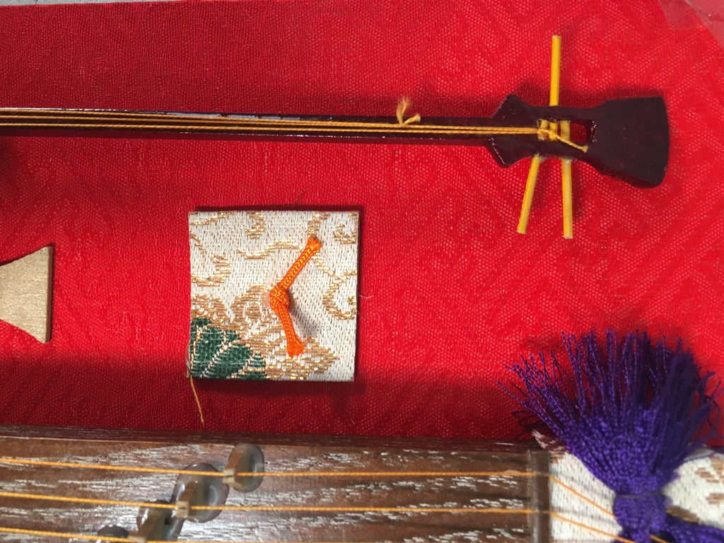 Japanese Hina Doll Furniture Vtg Wooden Harp Koto Shamisen Stand ID348