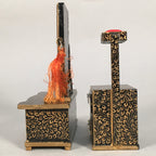 Japanese Hina Doll Furniture Wood Mirror Stand Sewing Box Vtg Black Makie ID289