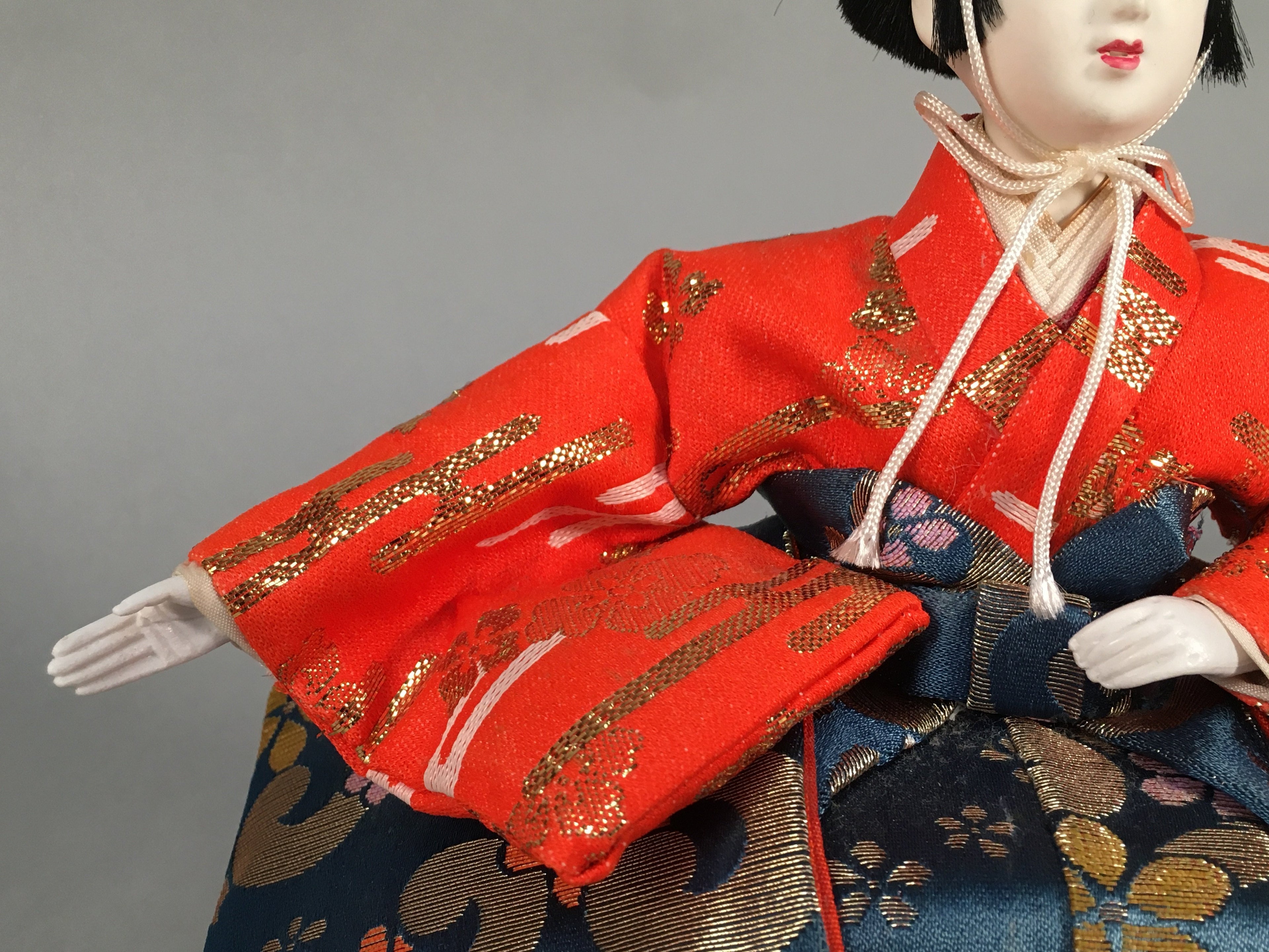 Japanese Hina Doll Kimono Boy Musician Vtg Gonin Bayashi Girls Day Decor ID293