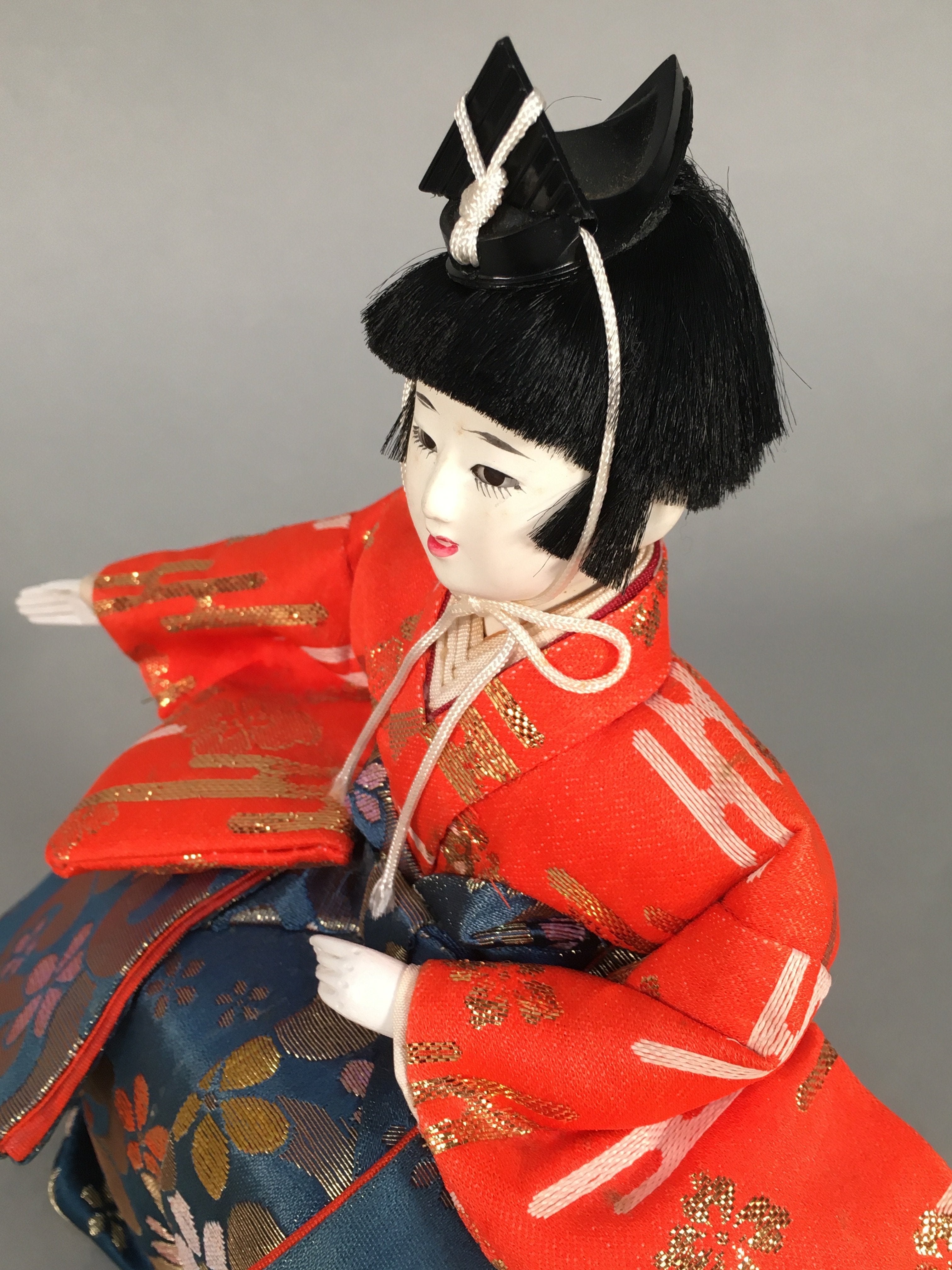 Japanese Hina Doll Kimono Boy Musician Vtg Gonin Bayashi Girls Day Decor ID293