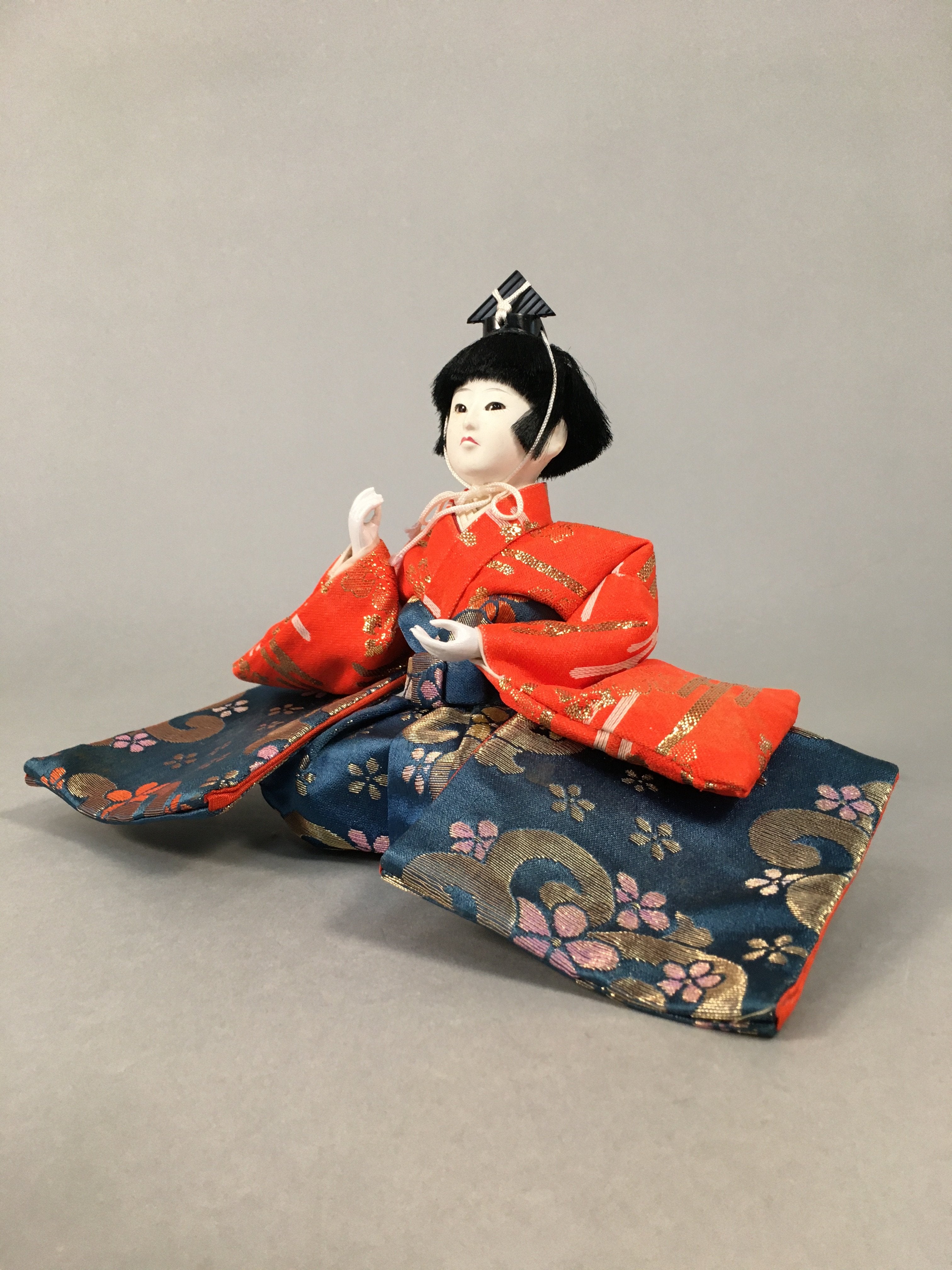 Japanese Hina Doll Kimono Boy Musician Vtg Gonin Bayashi Girls Day Decor ID361