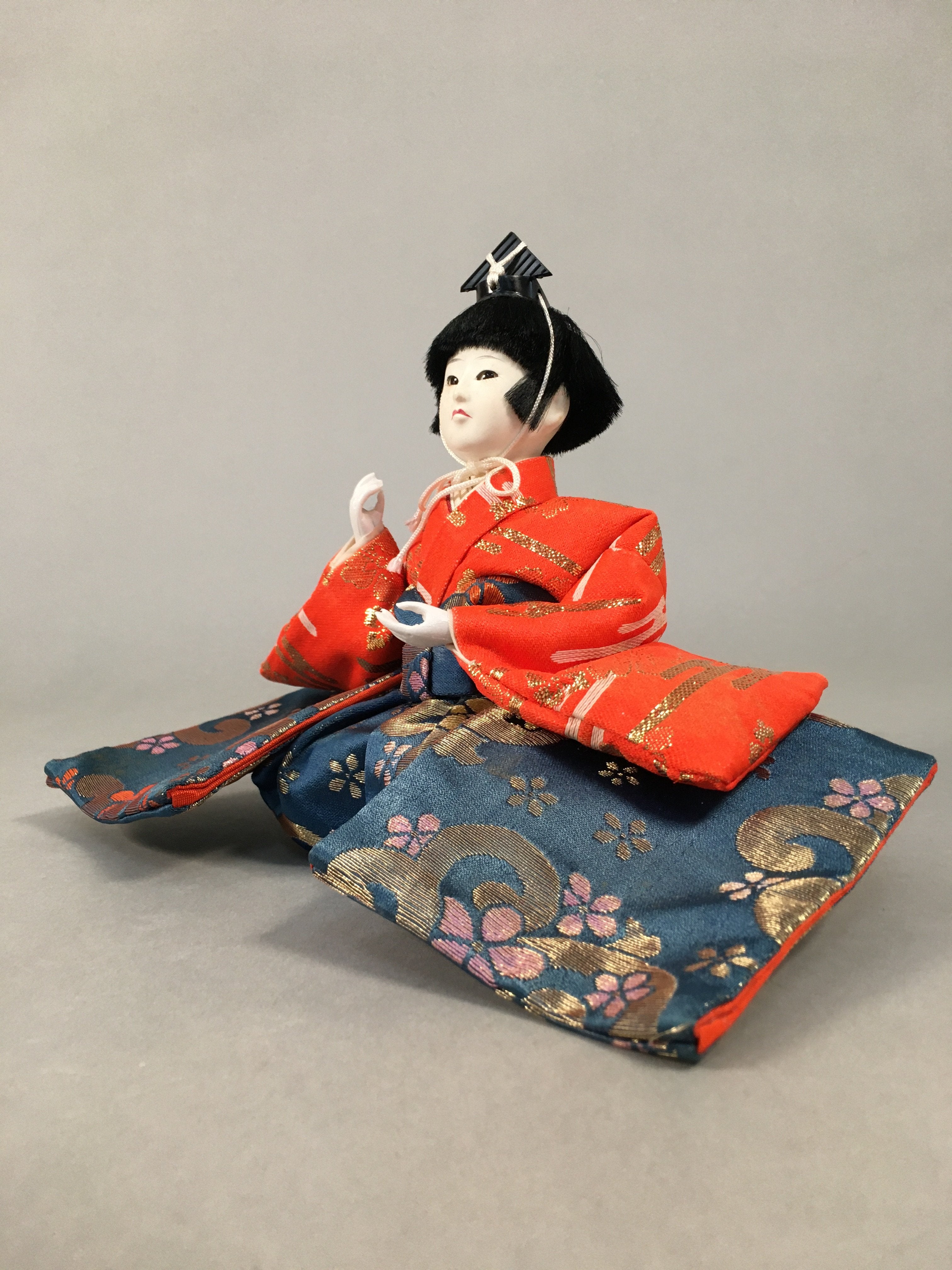 Japanese Hina Doll Kimono Boy Musician Vtg Gonin Bayashi Girls Day Decor ID361