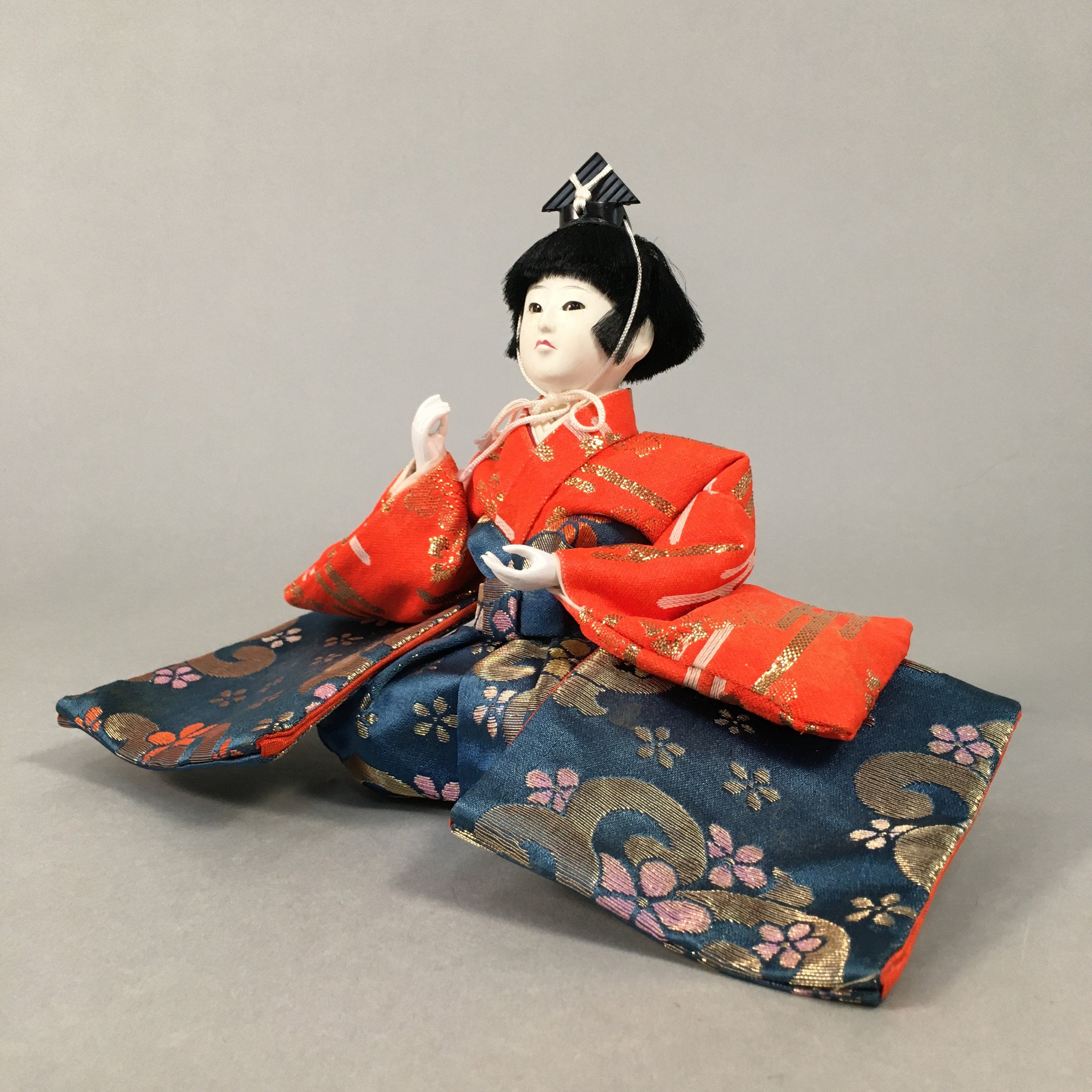 Japanese Hina Doll Kimono Boy Musician Vtg Gonin Bayashi Girls Day Decor ID361