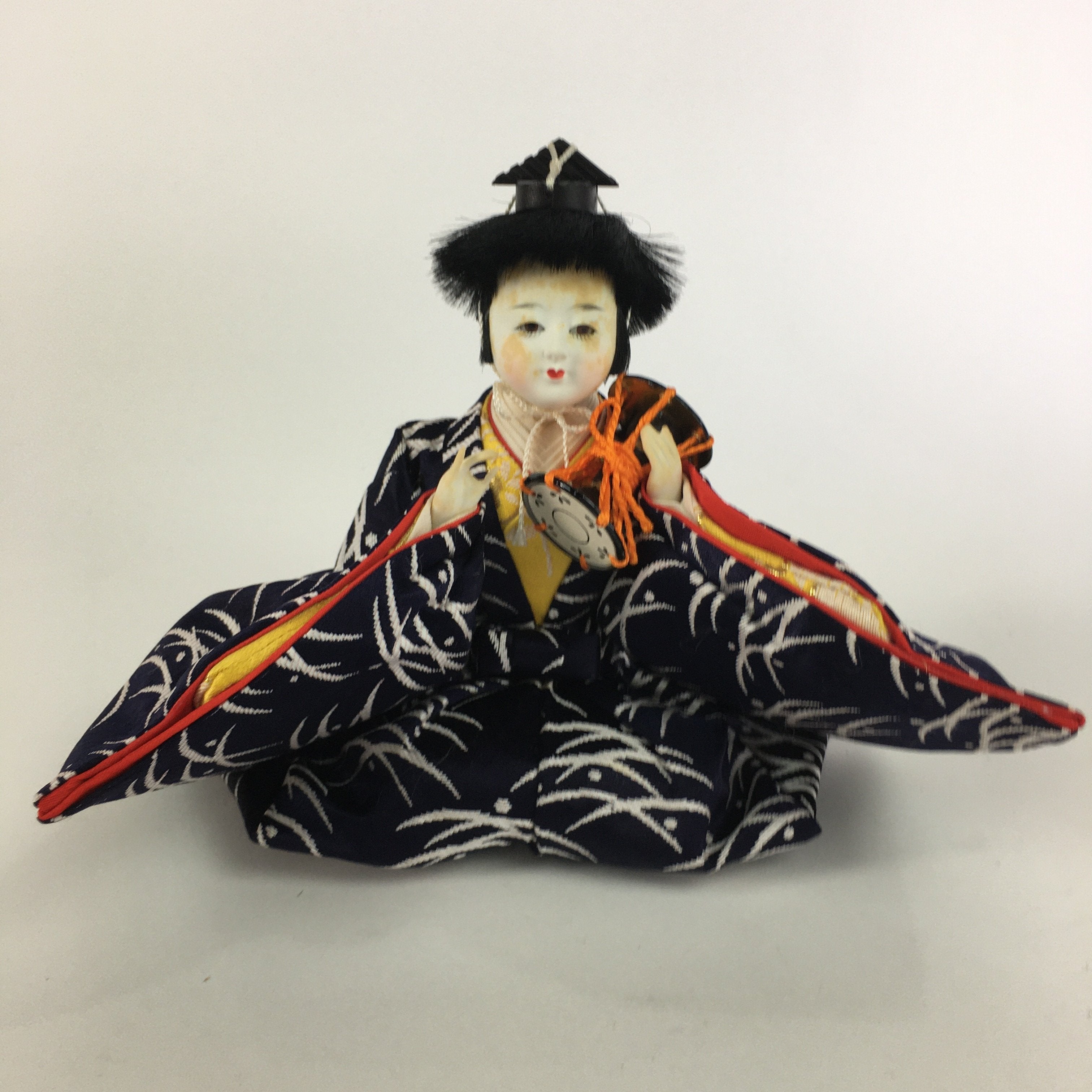 Japanese Hina Doll Kimono Boy Musician Vtg Gonin Bayashi Girls Day ID383