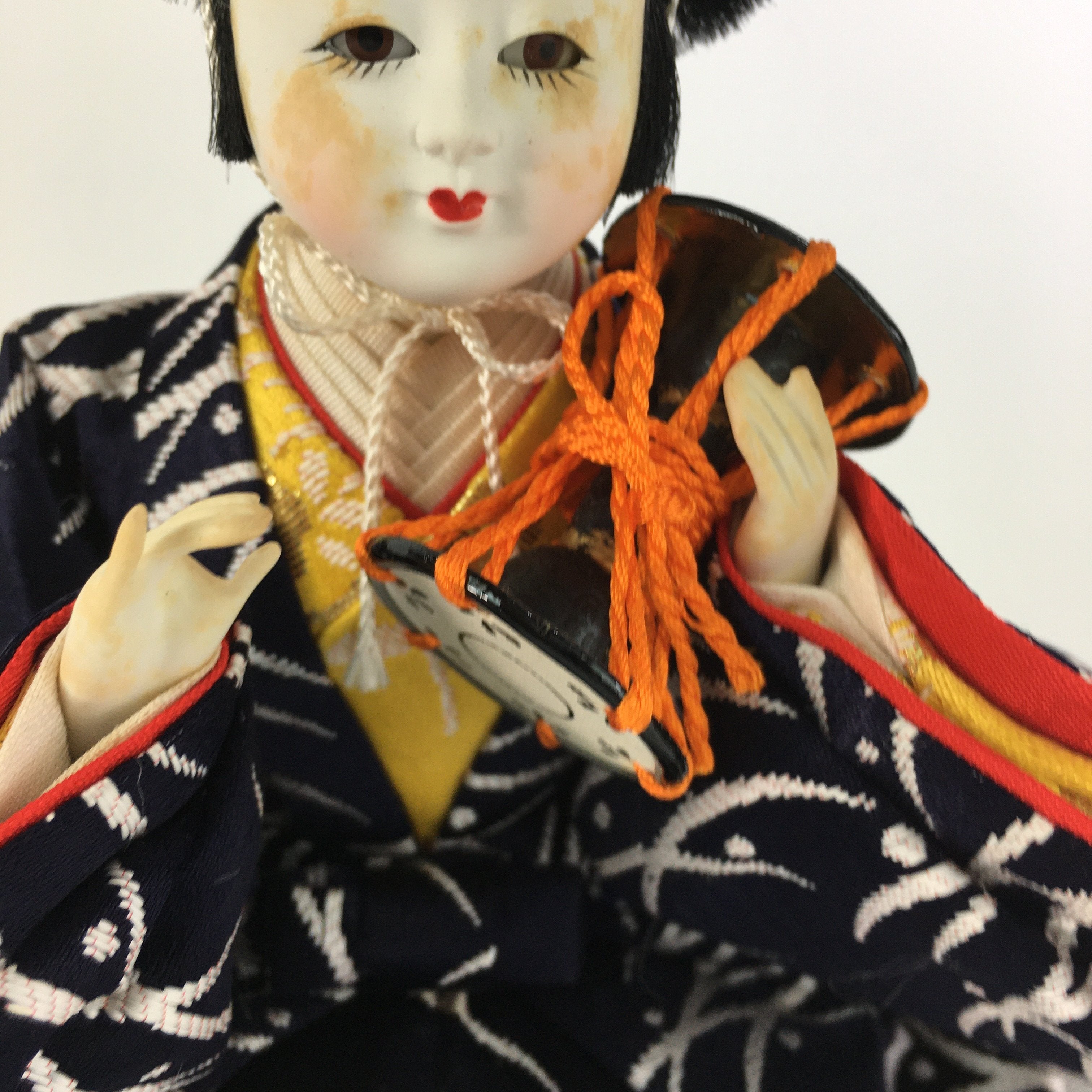 Japanese Hina Doll Kimono Boy Musician Vtg Gonin Bayashi Girls Day ID383