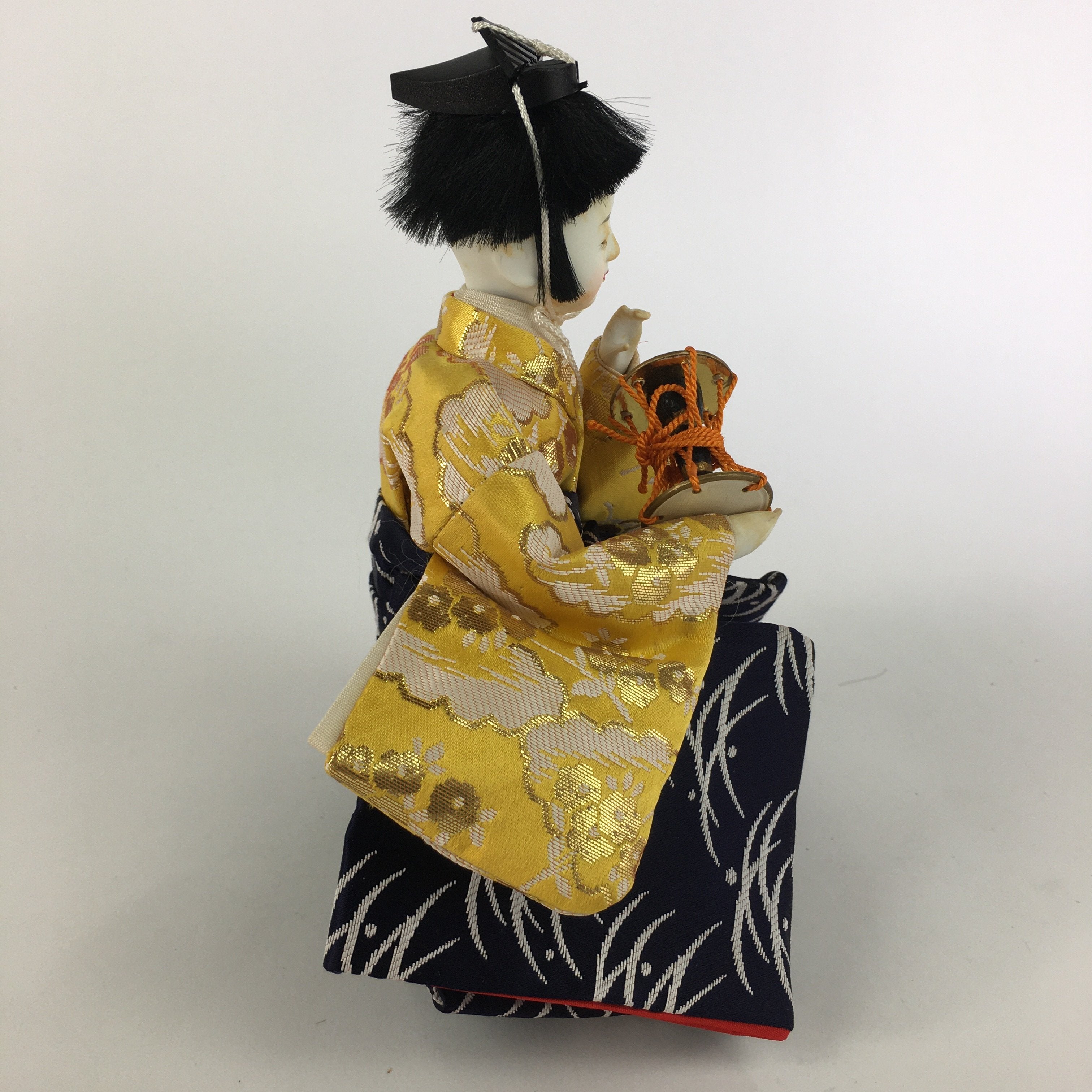 Japanese Hina Doll Kimono Boy Musician Vtg Gonin Bayashi Girls Day ID385