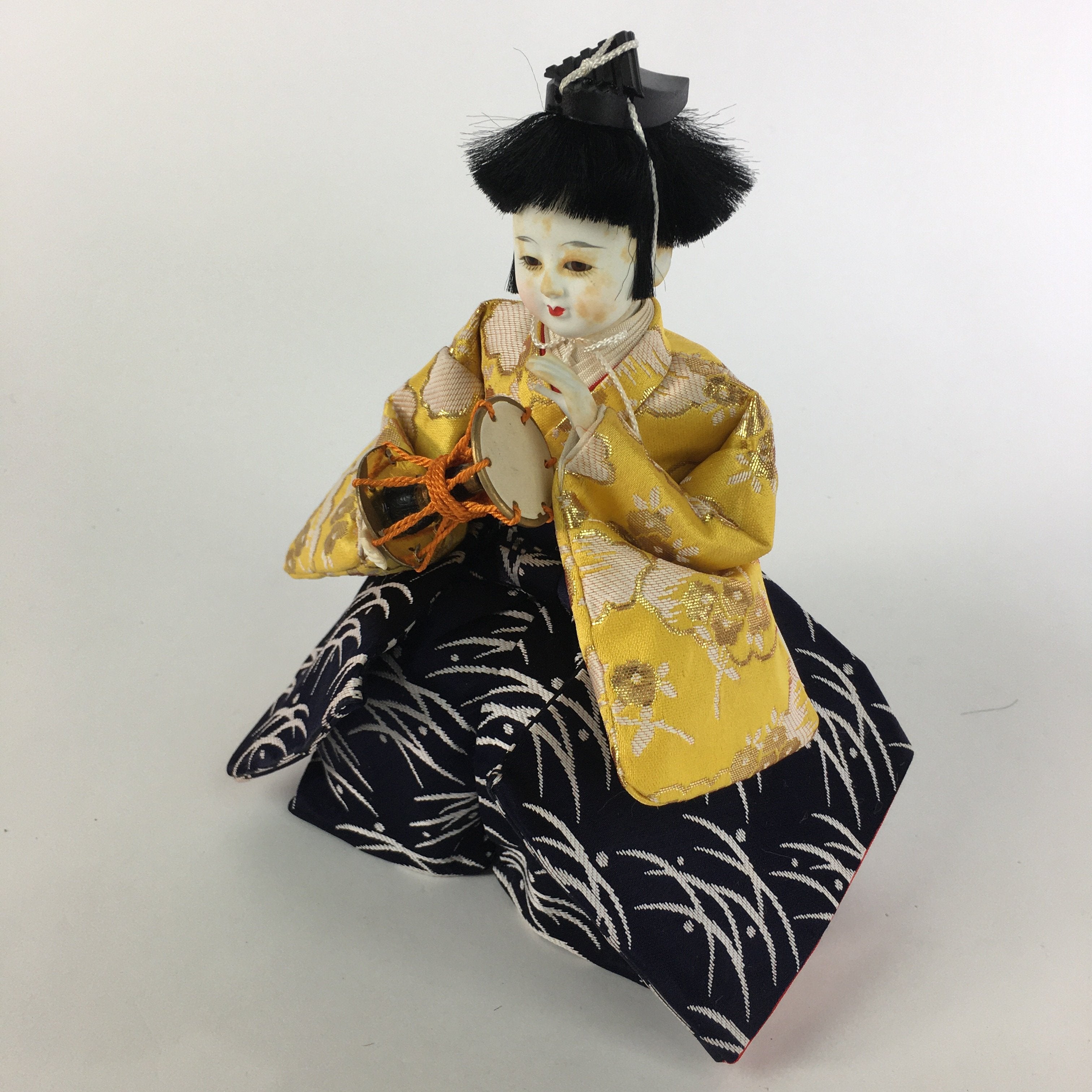 Japanese Hina Doll Kimono Boy Musician Vtg Gonin Bayashi Girls Day ID385