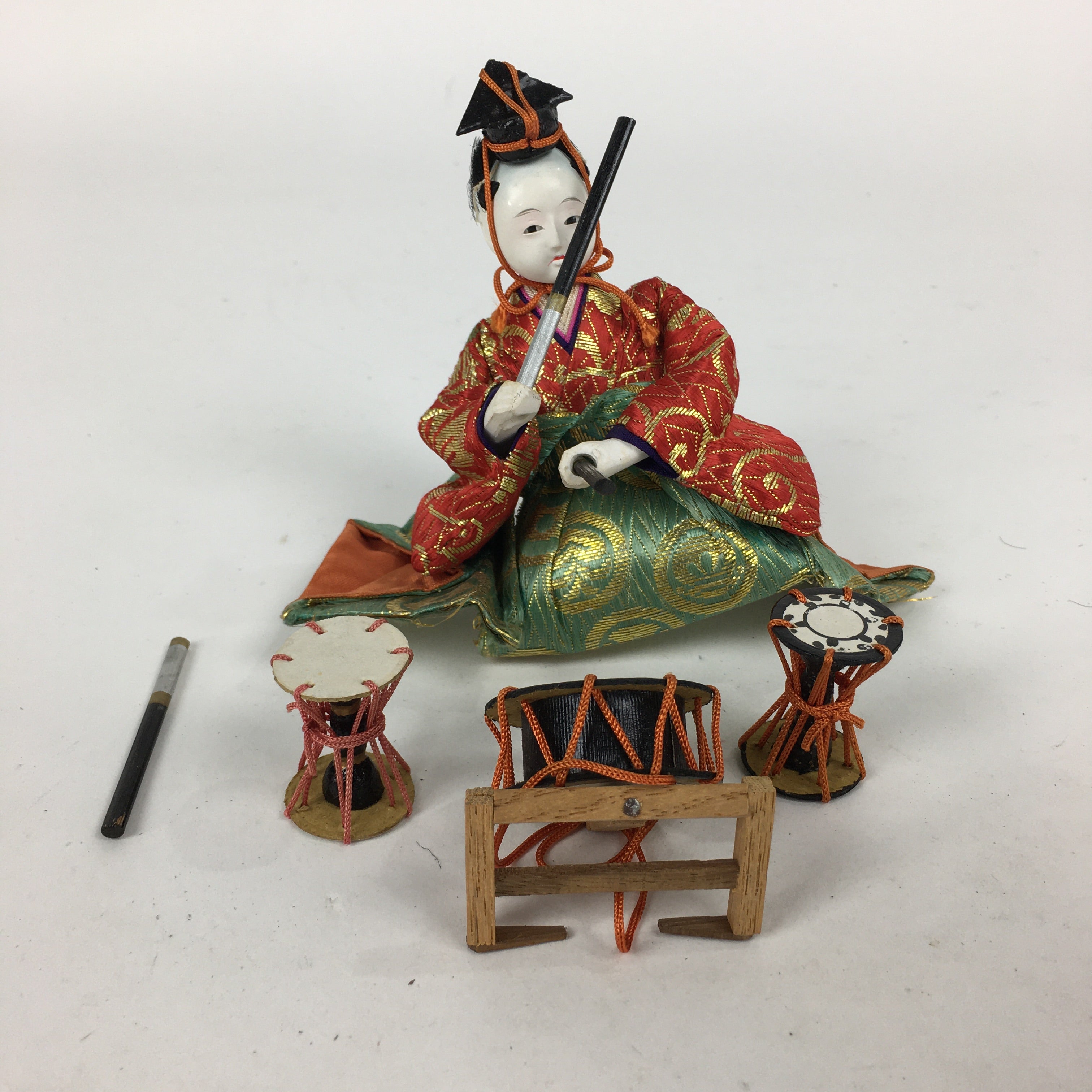 Japanese Hina Doll Kimono Boy Musician Vtg Gonin Bayashi Girls Day ID421