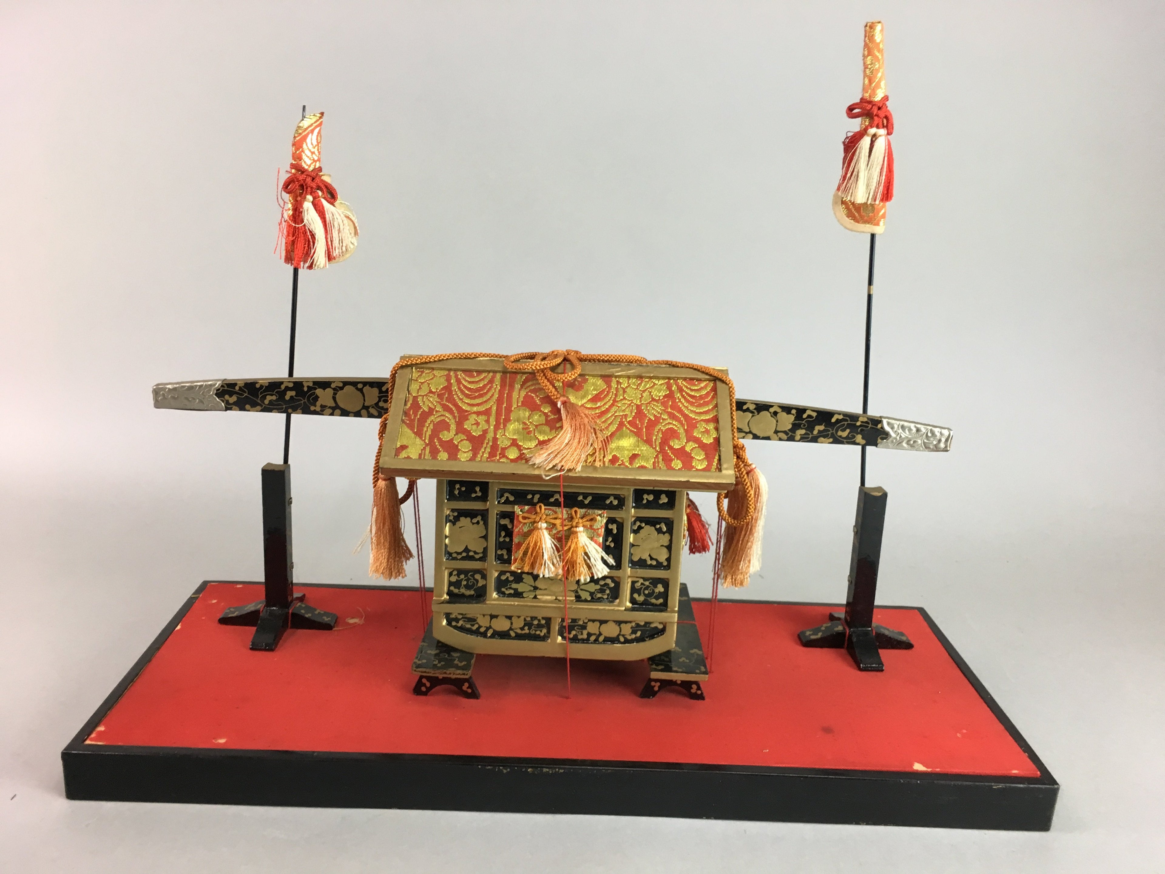 Japanese Hina Doll Lacquer Carriage Stand Palanquin Girls Day Decoration ID221