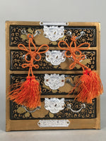 Japanese Hina Doll Lacquer Chest Vtg Girls Day Wood Decoration Makie ID290