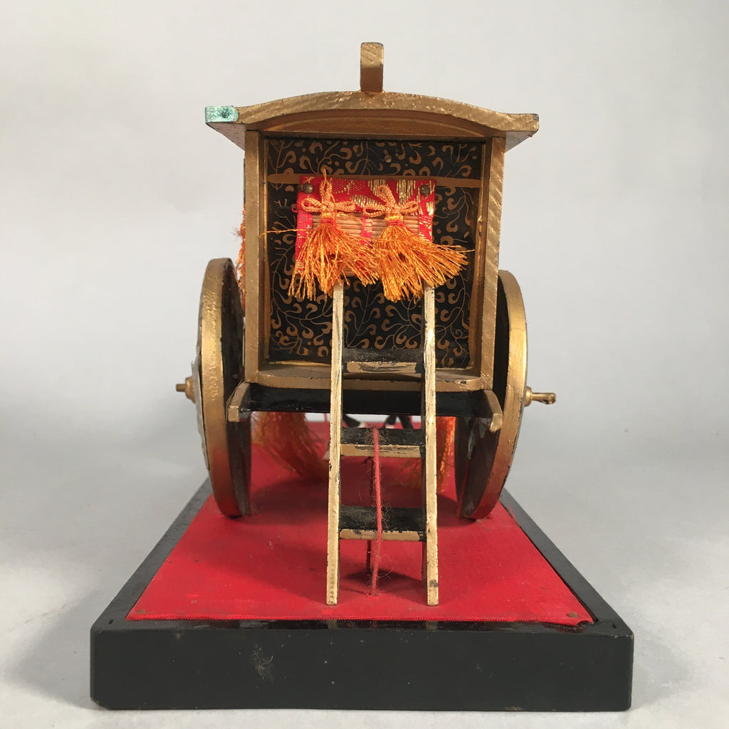 Japanese Hina Doll Lacquer Ox Carriage Stand Vtg Palanquin Miniature Girls Day I