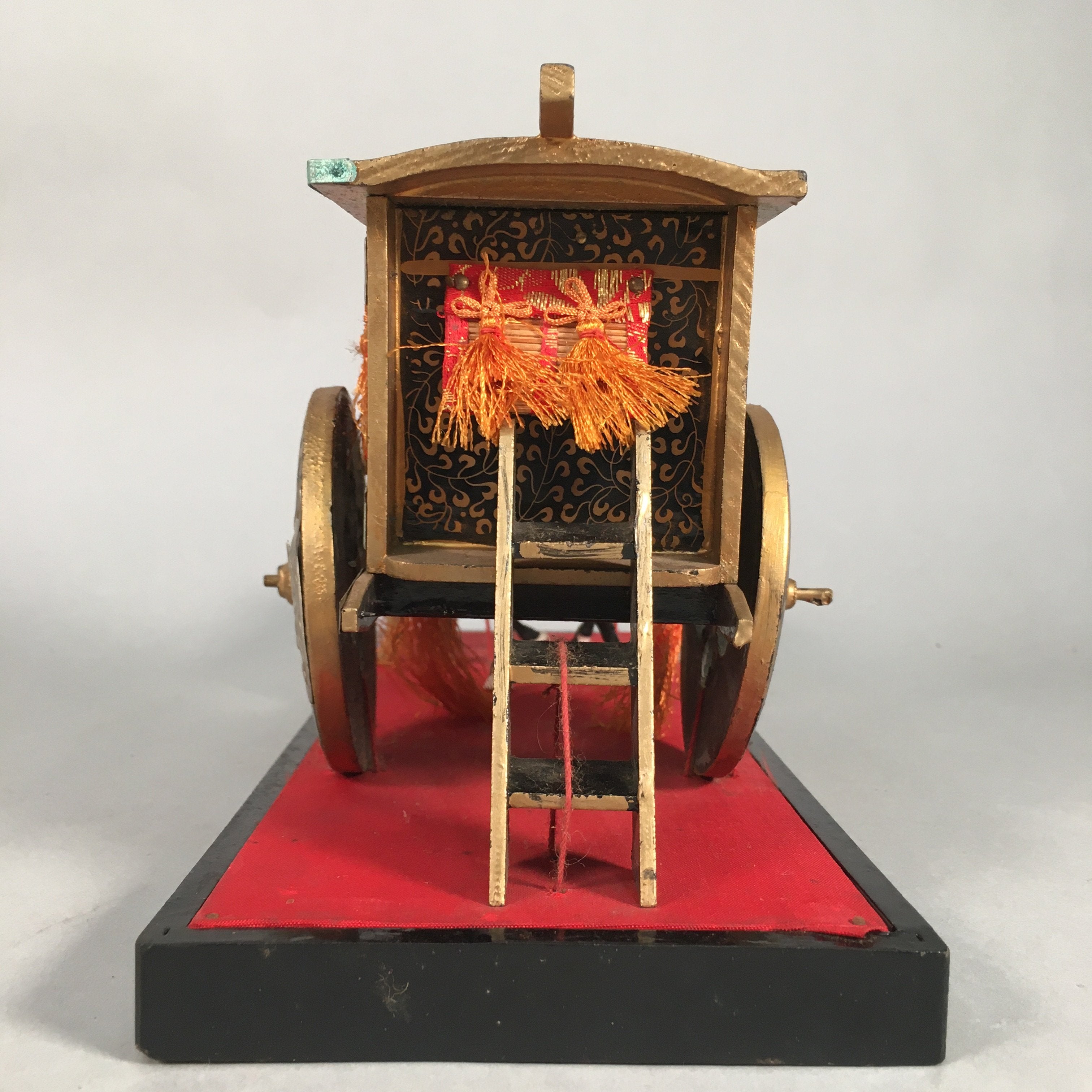 Japanese Hina Doll Lacquer Ox Carriage Stand Vtg Palanquin Miniature Girls Day I
