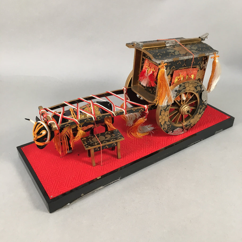 Japanese Hina Doll Lacquer Ox Carriage Stand Vtg Palanquin