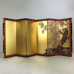 Japanese Hina Doll Miniature Furniture Vtg Gold Folding Screen Panel Byobu ID431