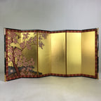 Japanese Hina Doll Miniature Furniture Vtg Gold Folding Screen Panel Byobu ID432