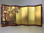 Japanese Hina Doll Miniature Furniture Vtg Gold Folding Screen Panel Byobu ID432