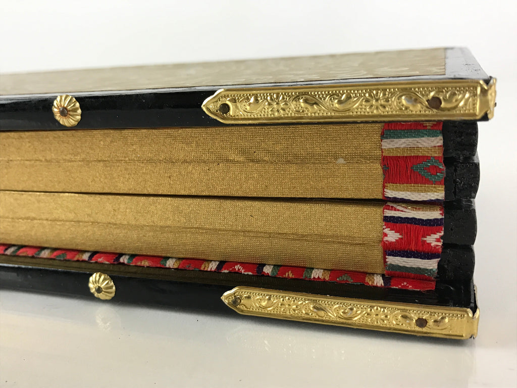 Japanese Hina Doll Miniature Furniture Vtg Gold Folding Screen Panel Byobu ID475