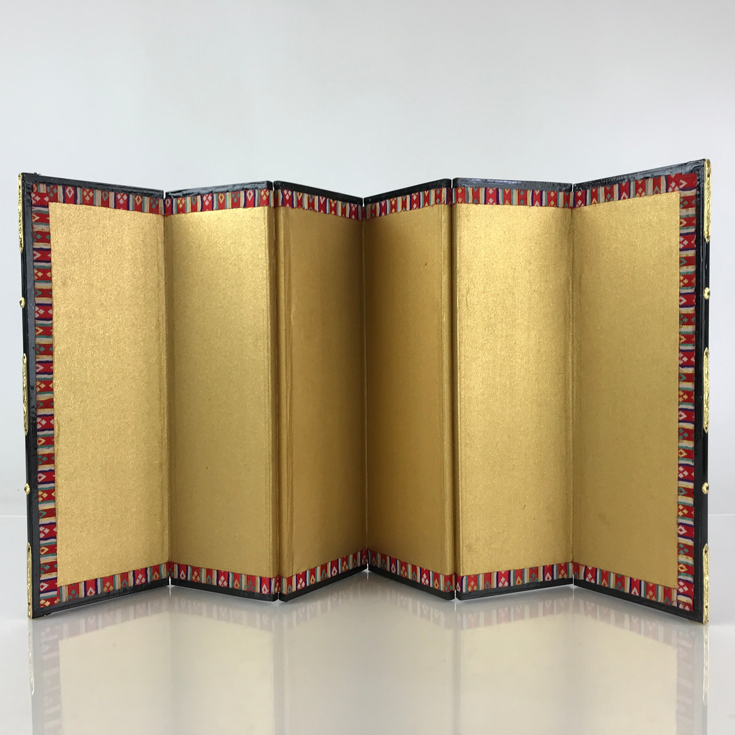 Japanese Hina Doll Miniature Furniture Vtg Gold Folding Screen Panel Byobu ID475