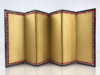 Japanese Hina Doll Miniature Furniture Vtg Gold Folding Screen Panel Byobu ID475