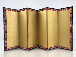 Japanese Hina Doll Miniature Furniture Vtg Gold Folding Screen Panel Byobu ID475