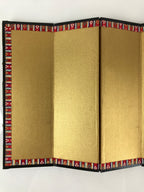Japanese Hina Doll Miniature Furniture Vtg Gold Folding Screen Panel Byobu ID475