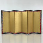 Japanese Hina Doll Miniature Furniture Vtg Gold Folding Screen Panel Byobu ID476