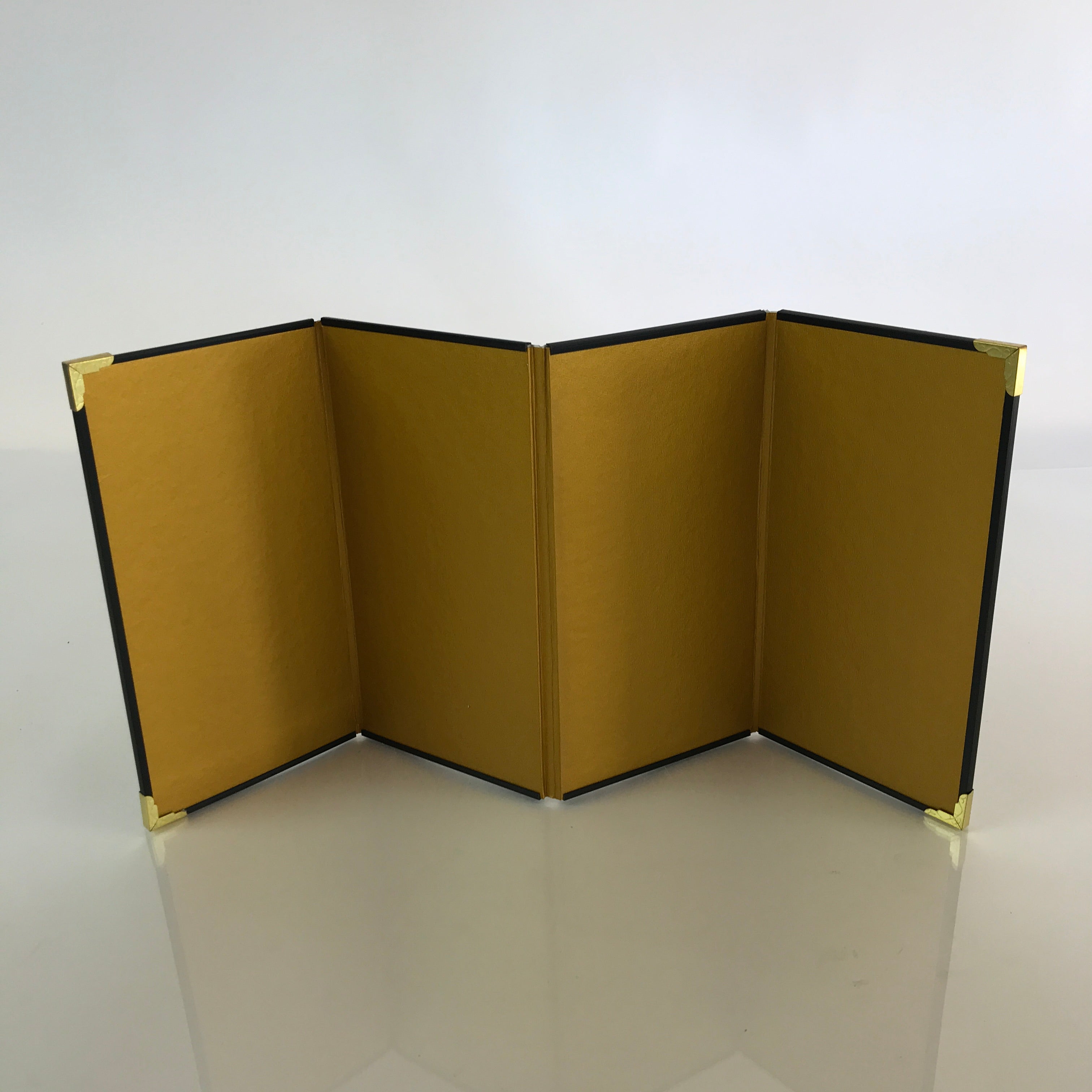 Japanese Hina Doll Miniature Furniture Vtg Gold Folding Screen Panel Byobu ID479