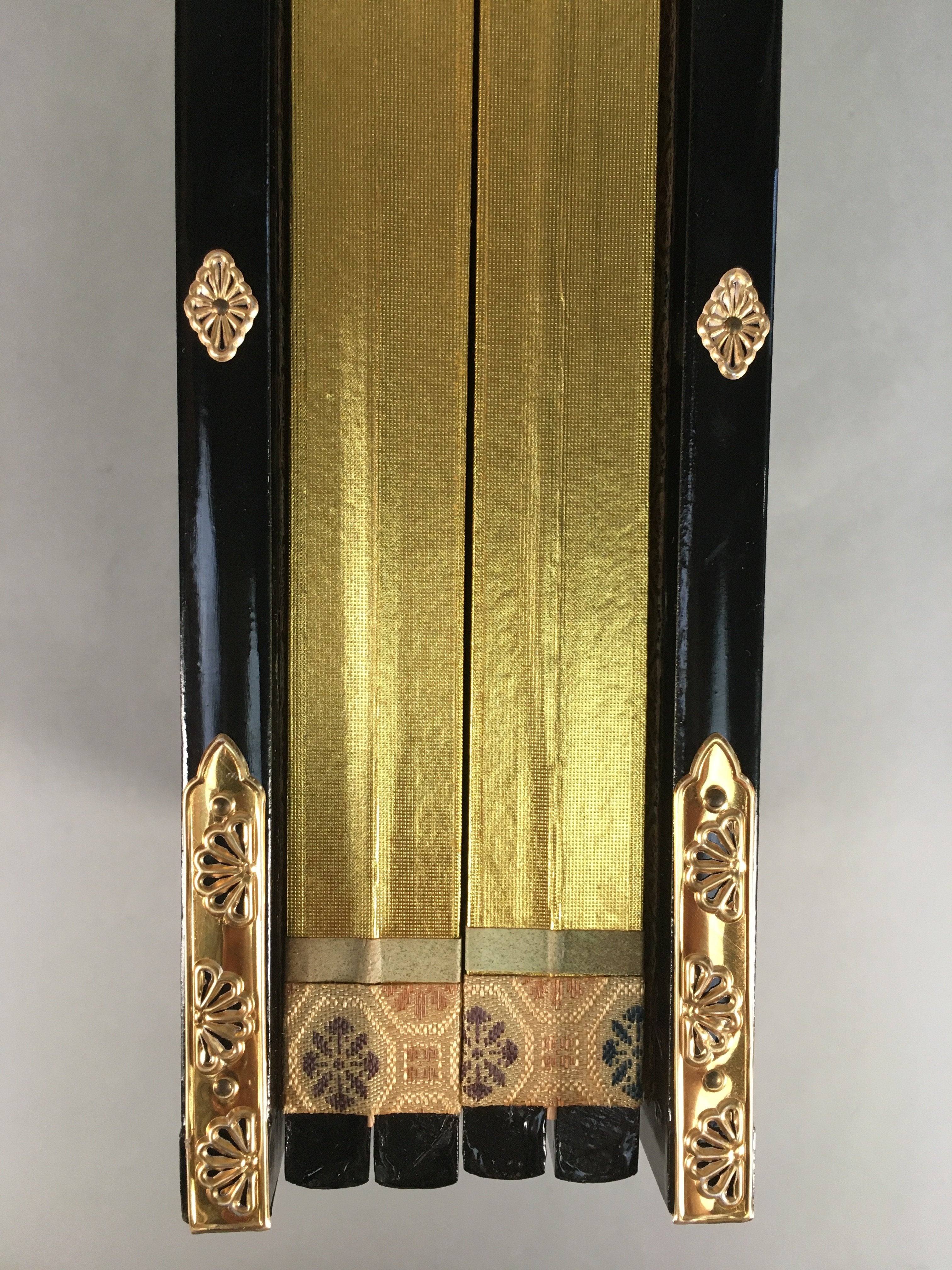 Japanese Hina Doll Miniature Furniture Vtg Gold Screen Folding Panel Byobu ID321