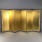 Japanese Hina Doll Miniature Furniture Vtg Gold Screen Folding Panel Byobu ID321