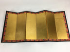 Japanese Hina Doll Miniature Furniture Vtg Gold Screen Folding Panel Byobu ID397