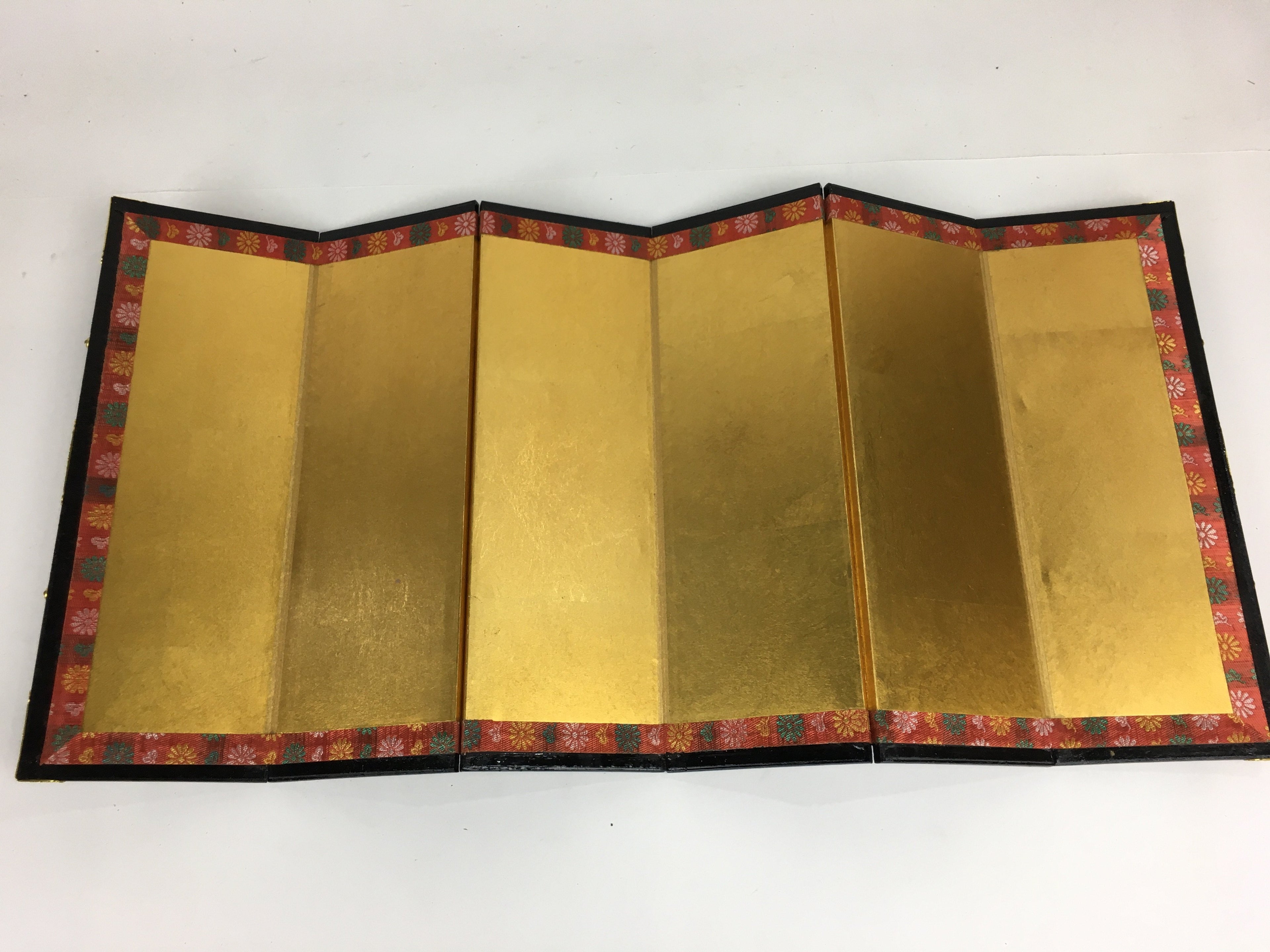 Japanese Hina Doll Miniature Furniture Vtg Gold Screen Folding Panel Byobu ID397
