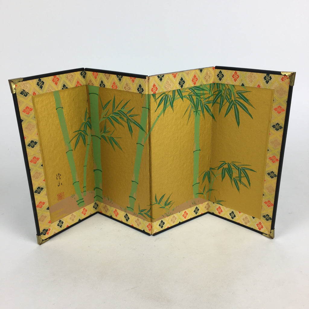 Japanese Hina Doll Miniature Furniture Vtg Gold Screen Folding Panel Byobu ID429