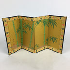 Japanese Hina Doll Miniature Furniture Vtg Gold Screen Folding Panel Byobu ID429