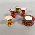 Japanese Hina Doll Nyngyo Boy's Day Vtg Taiko Drum Display 5pc Set ID371