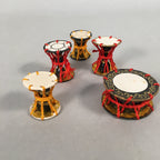 Japanese Hina Doll Nyngyo Boy's Day Vtg Taiko Drum Display 5pc Set ID371
