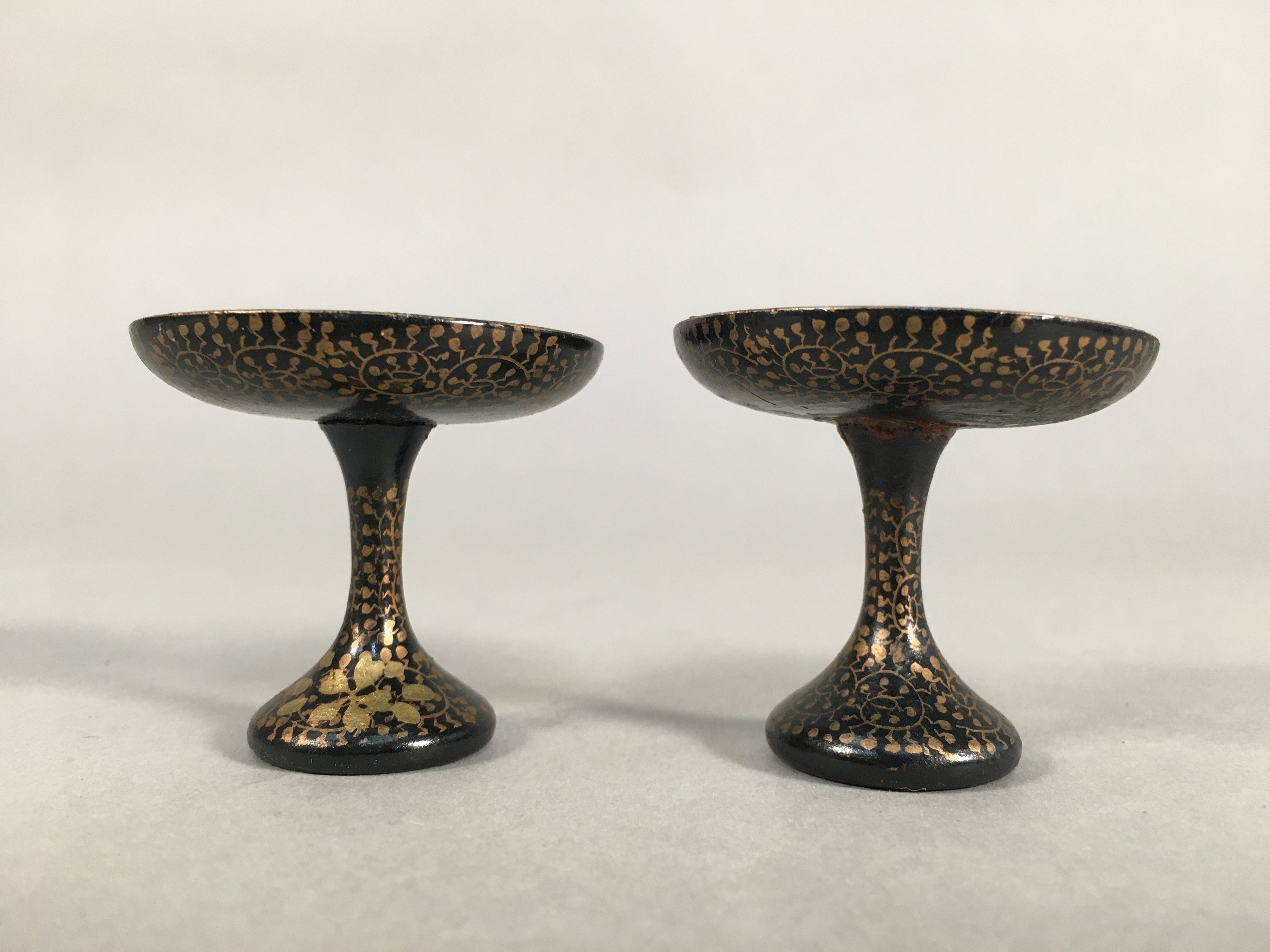 Japanese Hina Doll Offering Stand Pair Vtg Furniture Wooden Lacquered ID335