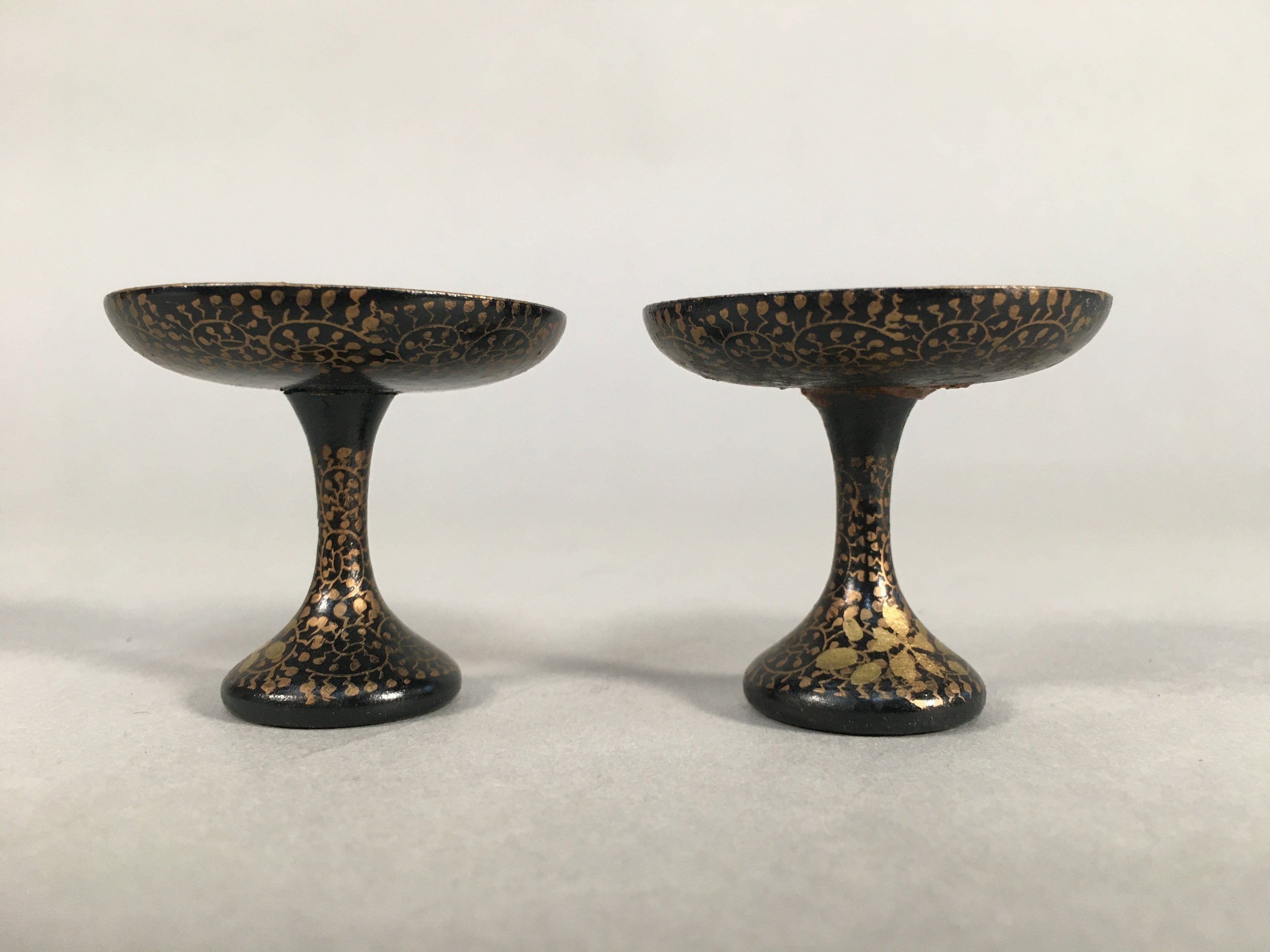 Japanese Hina Doll Offering Stand Pair Vtg Furniture Wooden Lacquered ID335