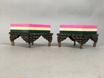 Japanese Hina Doll Rhombus Rice Cake Offering Stand Pair Vtg Furniture Wood ID34