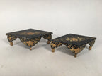 Japanese Hina Doll Rhombus Rice Cake Offering Stand Pair Vtg Furniture Wood ID34