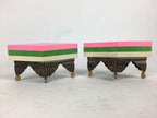 Japanese Hina Doll Rhombus Rice Cake Offering Stand Pair Vtg Furniture Wood ID40