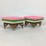 Japanese Hina Doll Rhombus Rice Cake Offering Stand Pair Vtg Furniture Wood ID40