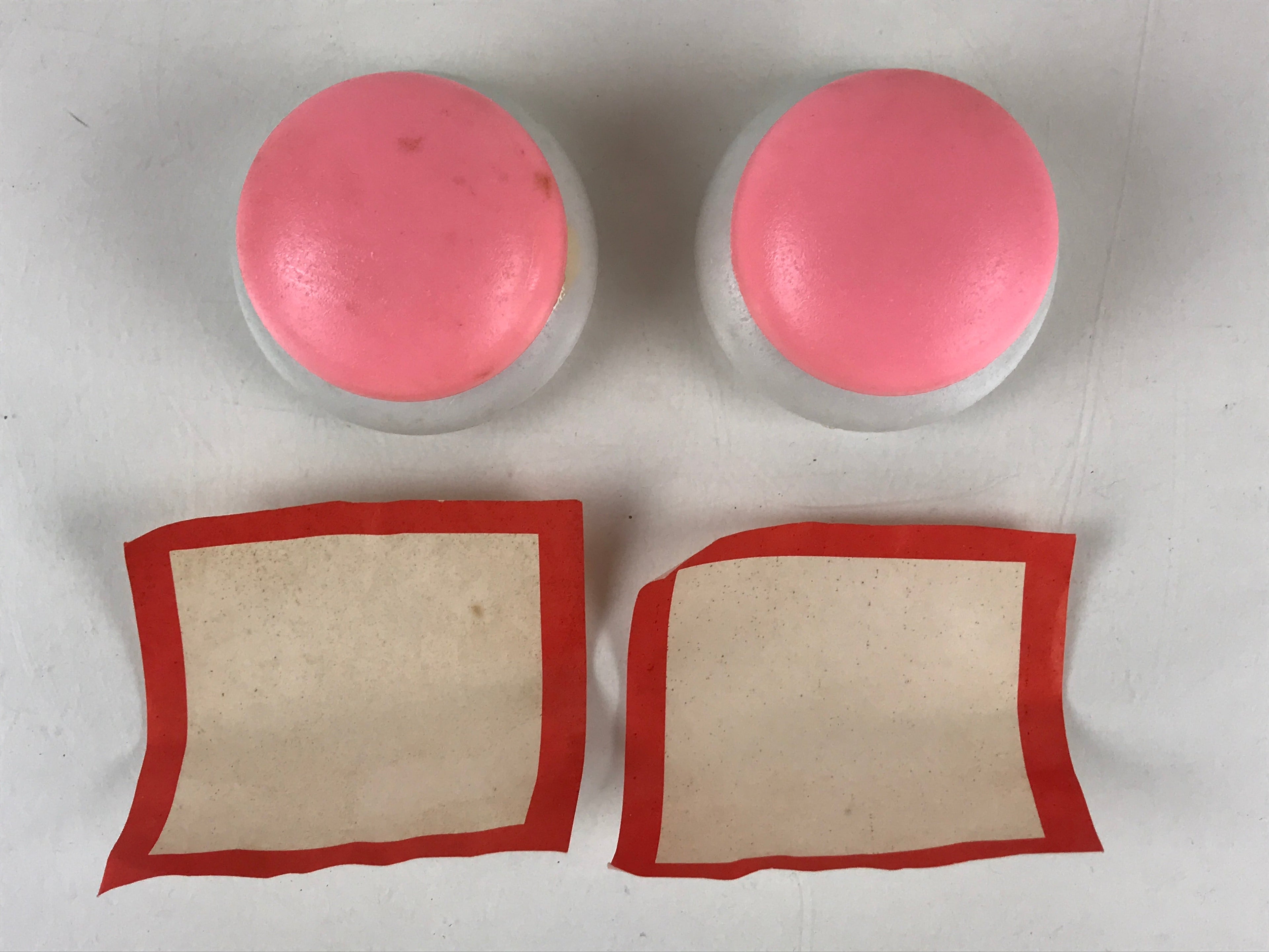 Japanese Hina Doll Round Rice Cake Offering Stand High Cup 2 pc Set Vtg Mochi ID