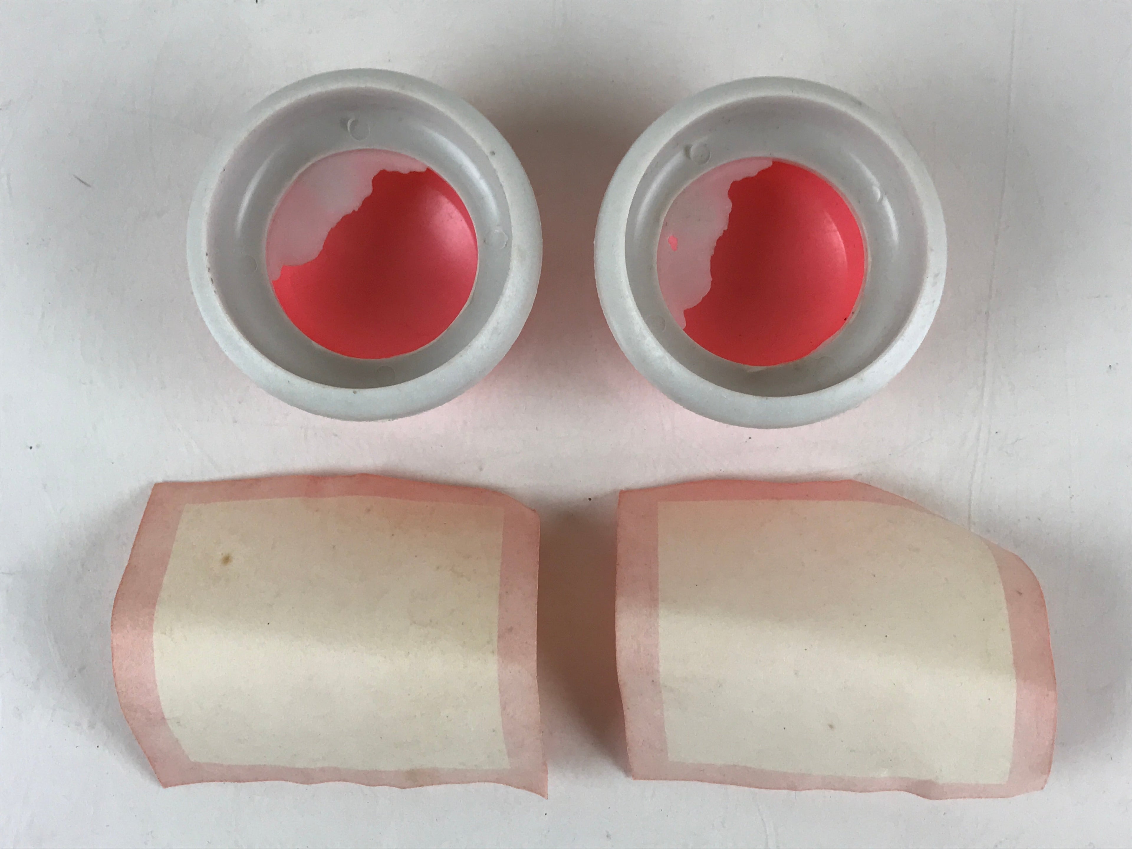 Japanese Hina Doll Round Rice Cake Offering Stand High Cup 2 pc Set Vtg Mochi ID