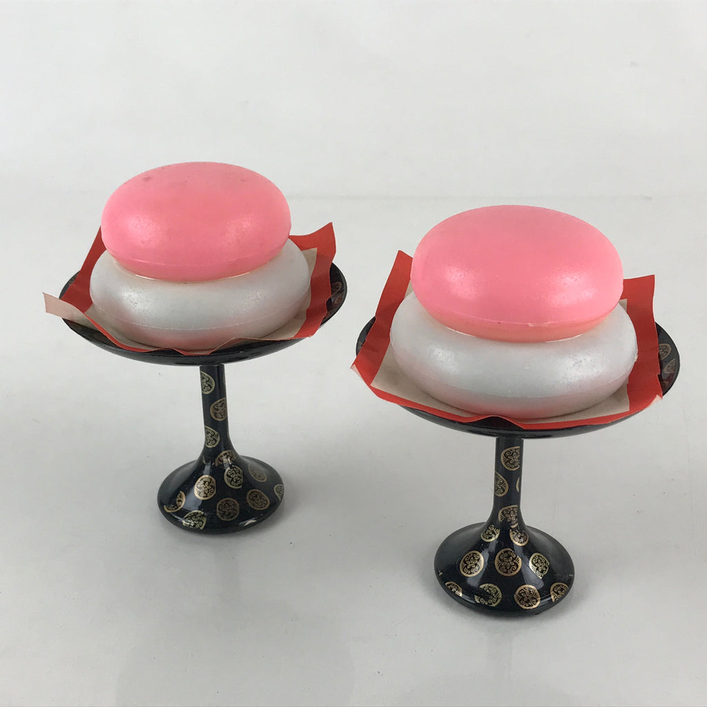 Japanese Hina Doll Round Rice Cake Offering Stand High Cup 2 pc Set Vtg Mochi ID