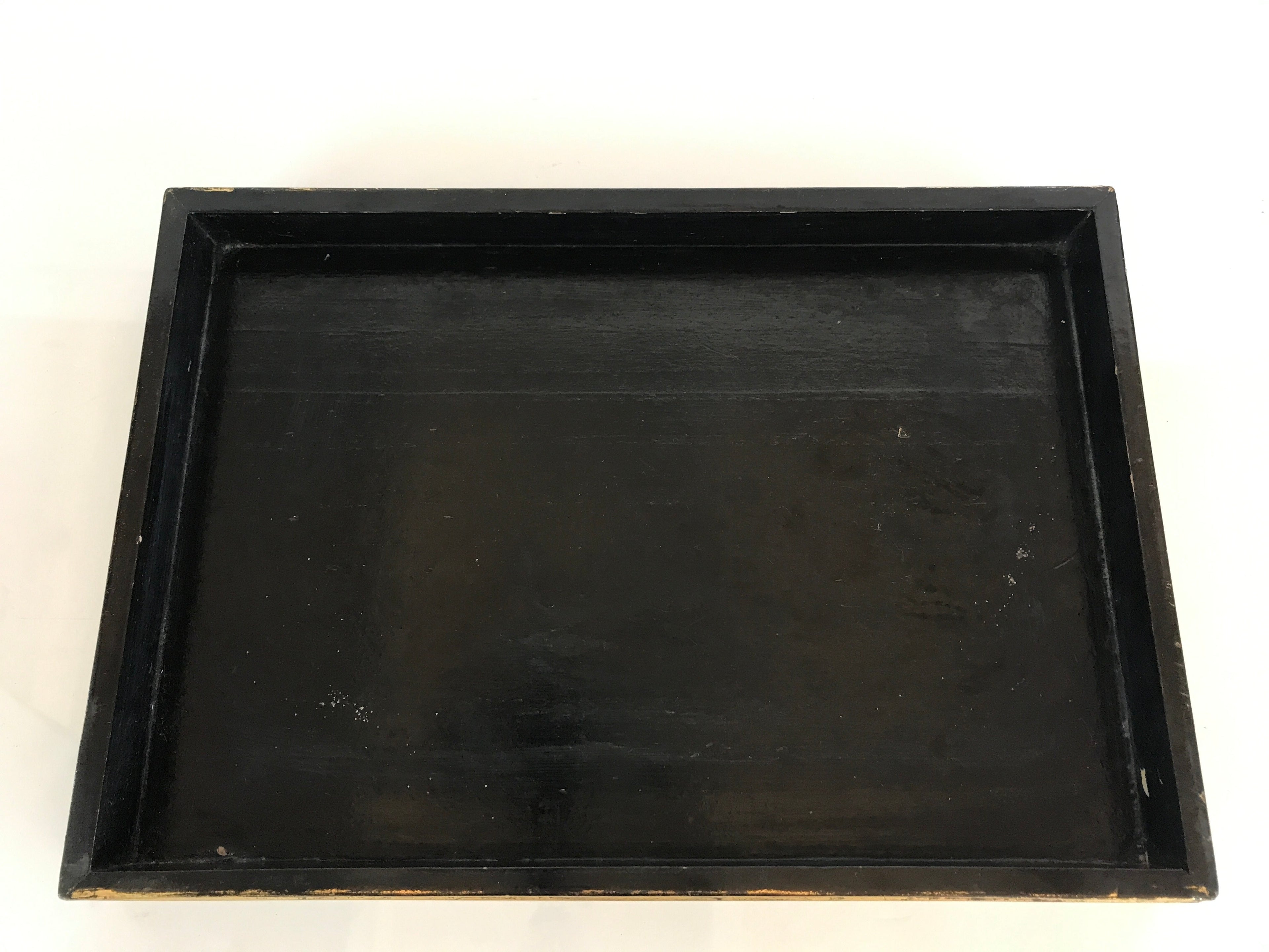 Japanese Hina Doll Stand Furniture Base Throne Vtg Wood Black Gold ID461
