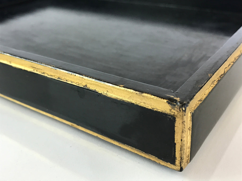 Japanese Hina Doll Stand Furniture Base Throne Vtg Wood Black Gold ID461