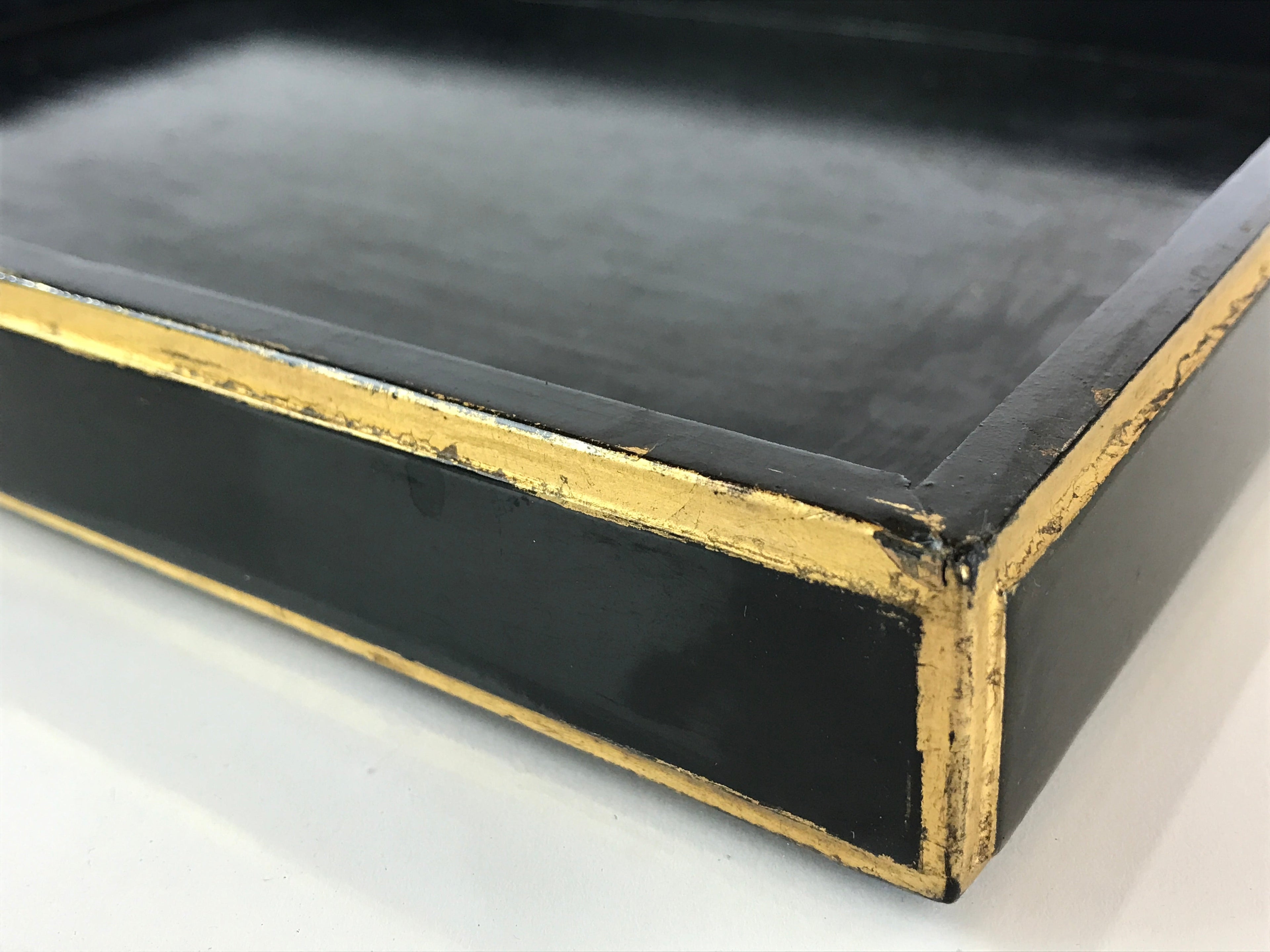 Japanese Hina Doll Stand Furniture Base Throne Vtg Wood Black Gold ID461