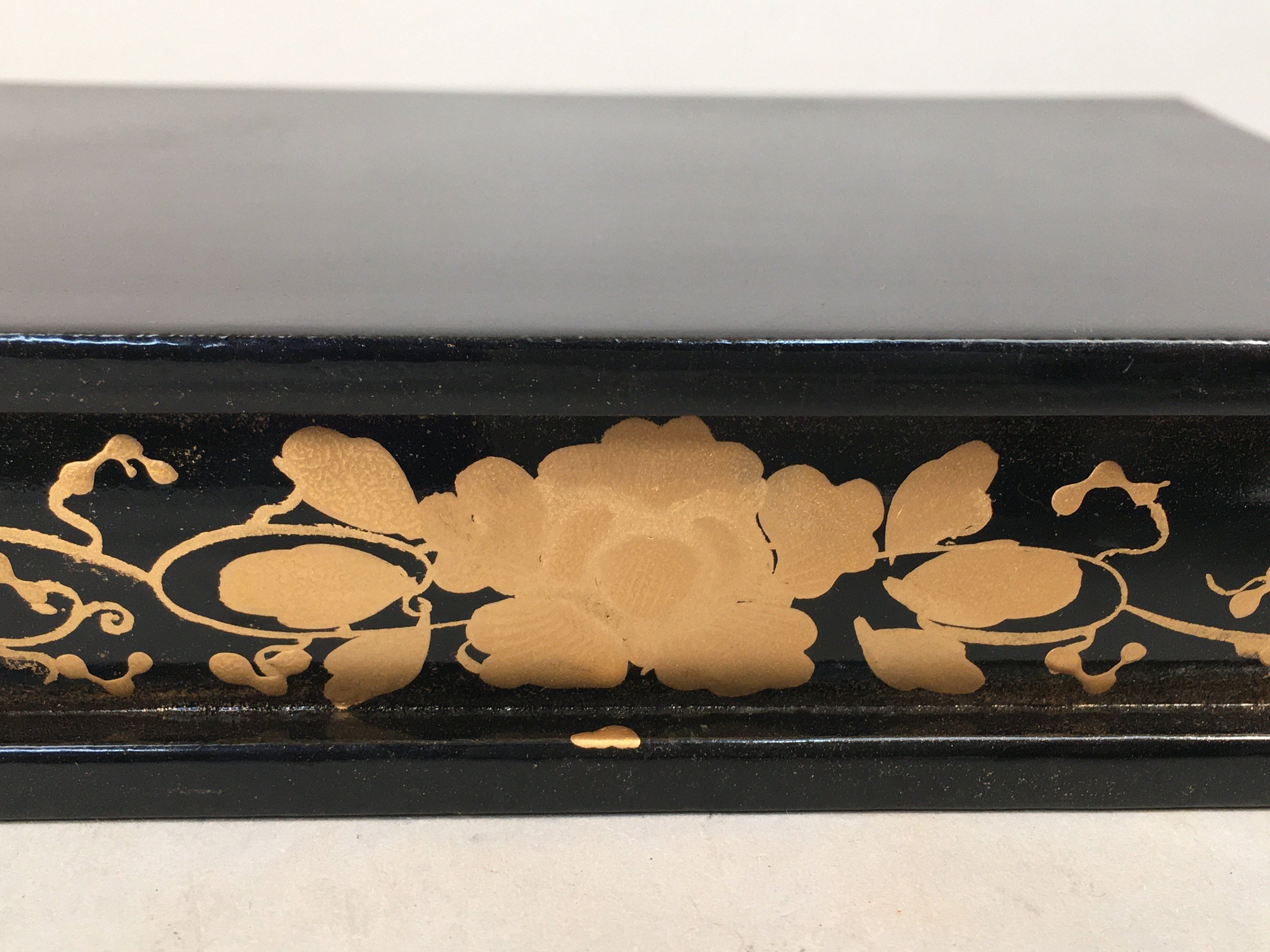 Japanese Hina Doll Stand Furniture Base Throne Vtg Wood Black Rectangle ID344